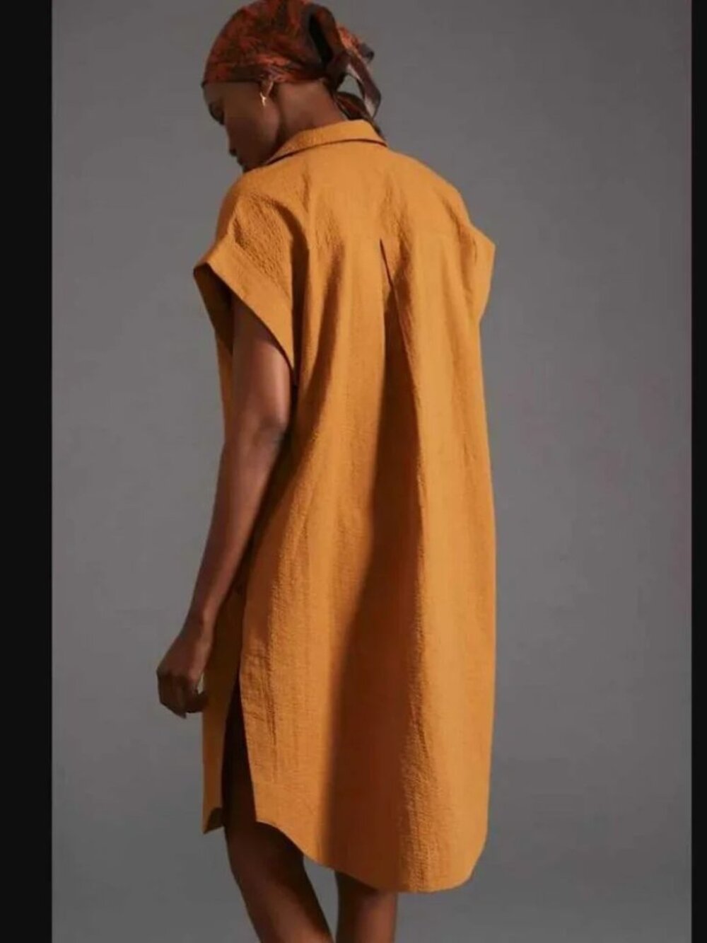 Anthropologie Rust-Orange Button-Front Sleeveless Tunic - Picture 4 of 10